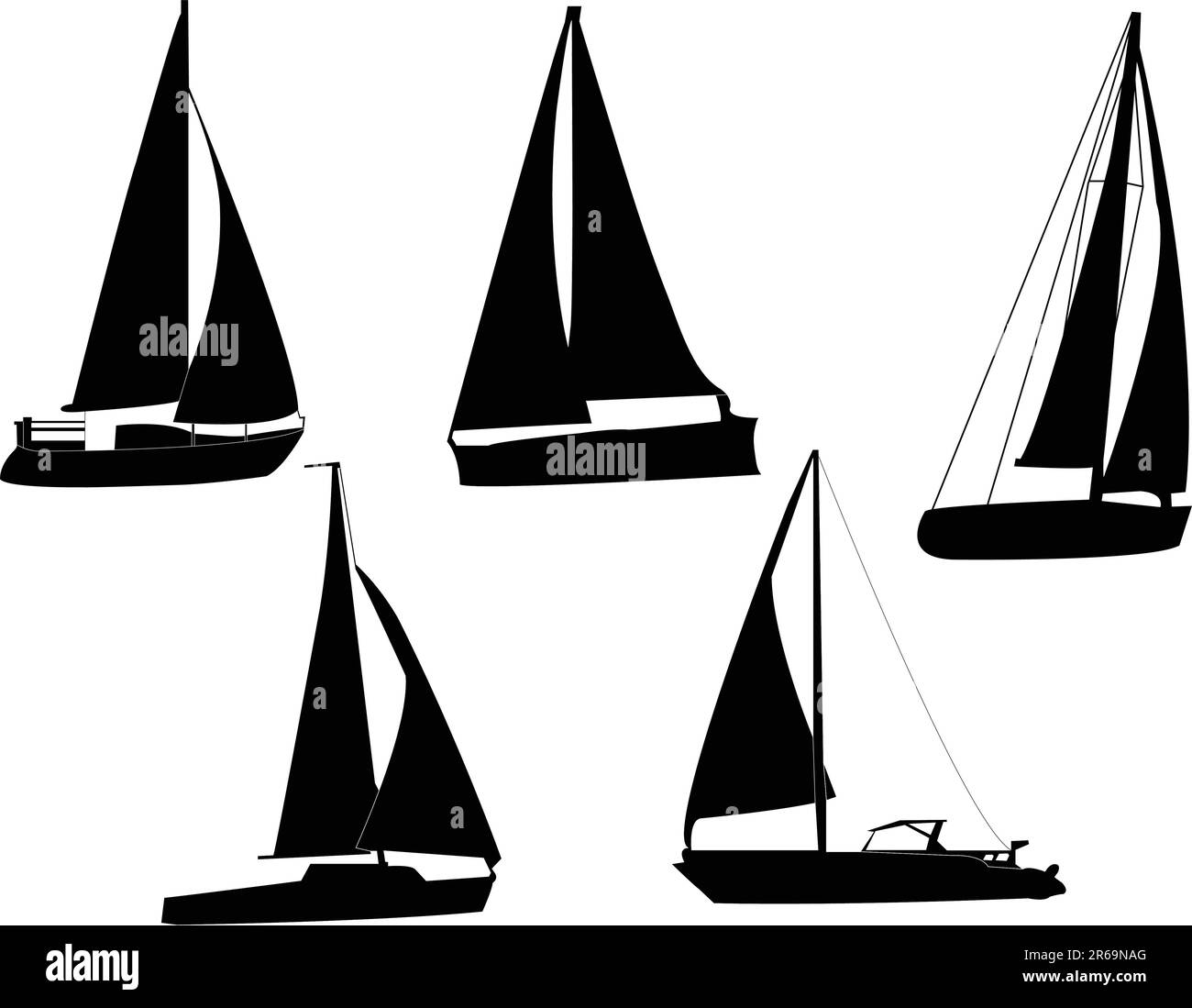 barche a vela silhouette - vettoriale Illustrazione Vettoriale