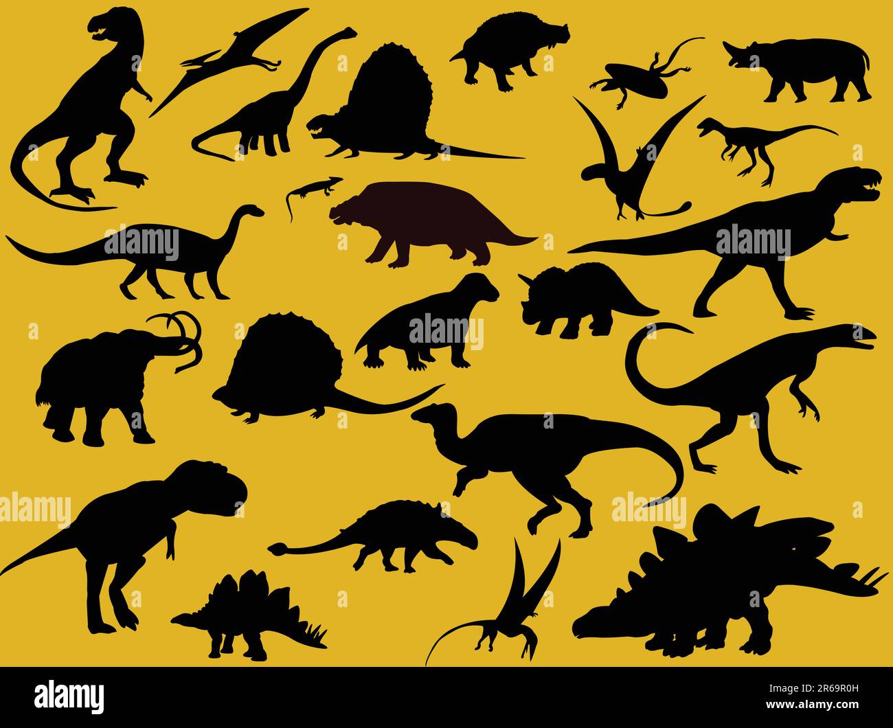collezione di silhouette di dinosauro - vettore Illustrazione Vettoriale