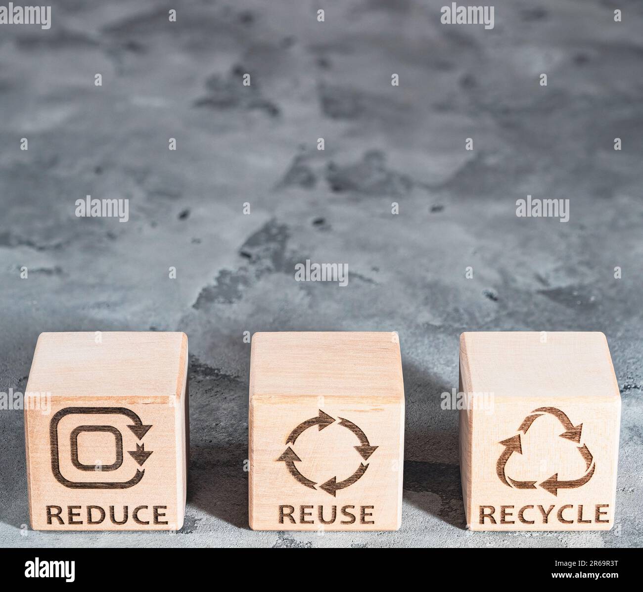Simboli Riduci, Riutilizza e Recycle Concept Foto Stock