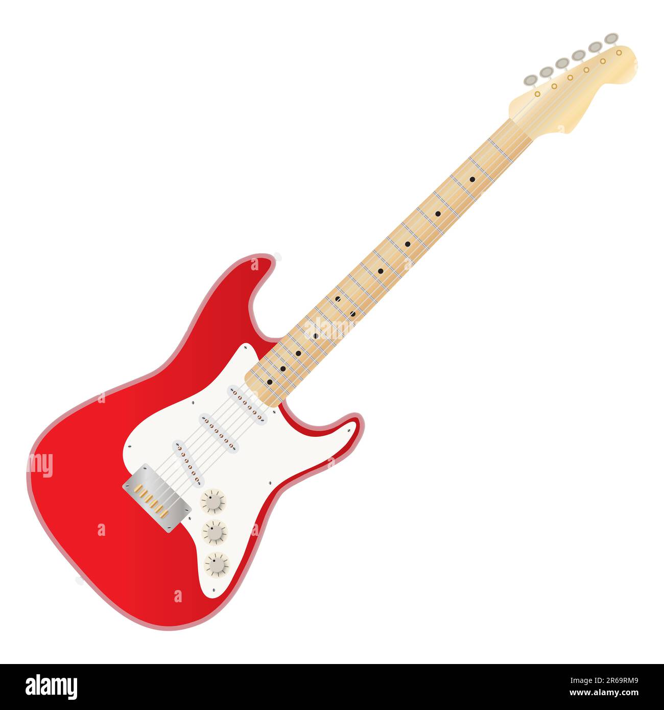 Chitarra elettrica isolata su sfondo bianco Illustrazione Vettoriale