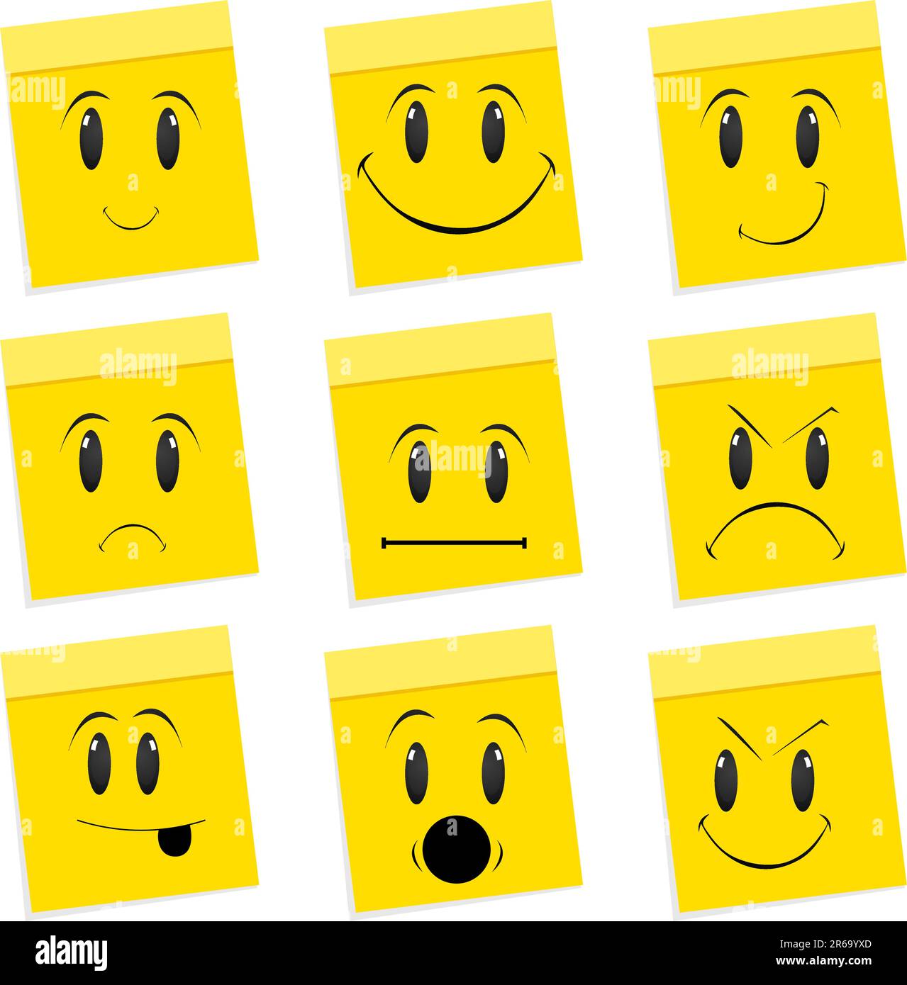 Illustartion di espressioni del volto su sfondo bianco Illustrazione Vettoriale