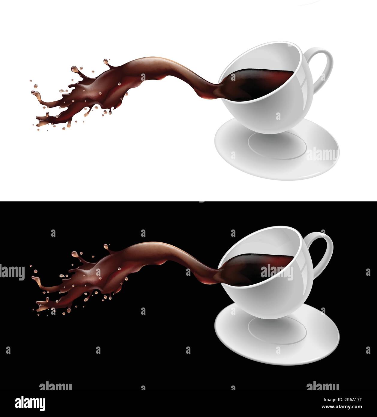 Immagine vettoriale di un caffè che fuoriesce da una tazza Illustrazione Vettoriale