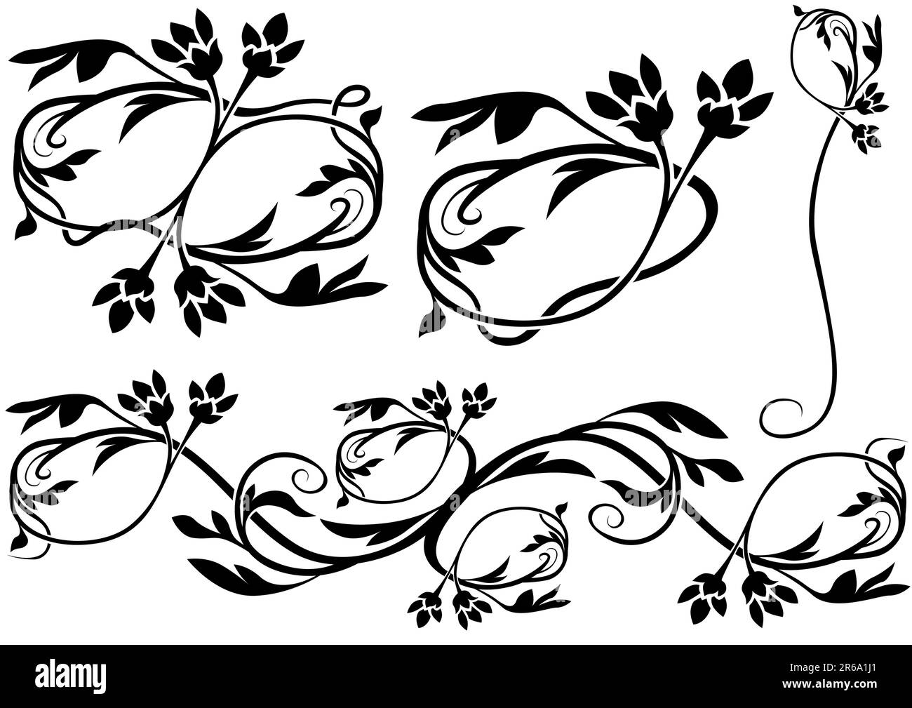 Decorazione floreale 10 - decorazione ornamentale in bianco e nero Illustrazione Vettoriale
