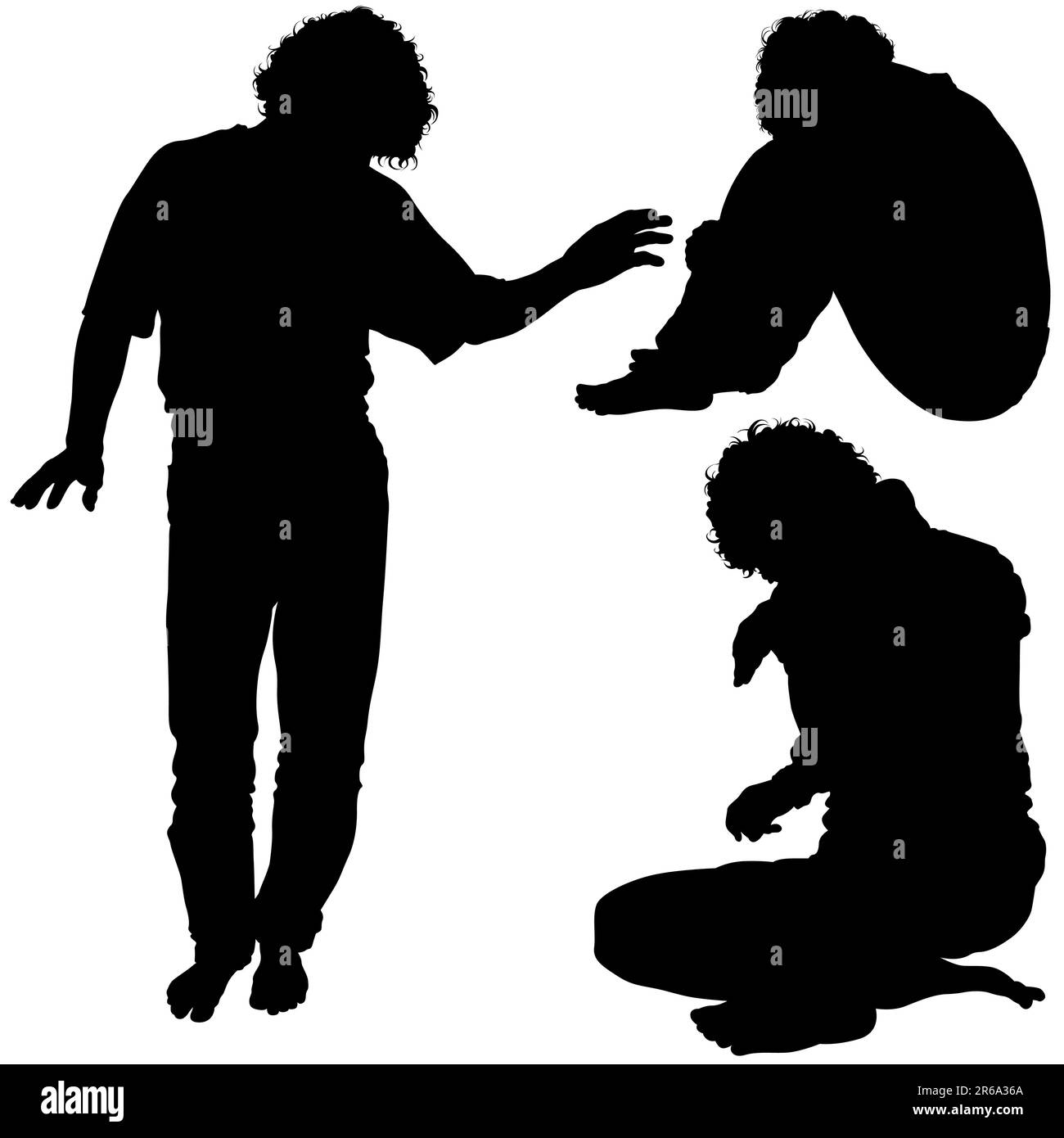 Silhouette Mans 02 - illustrazioni in bianco e nero ricche di dettagli Illustrazione Vettoriale