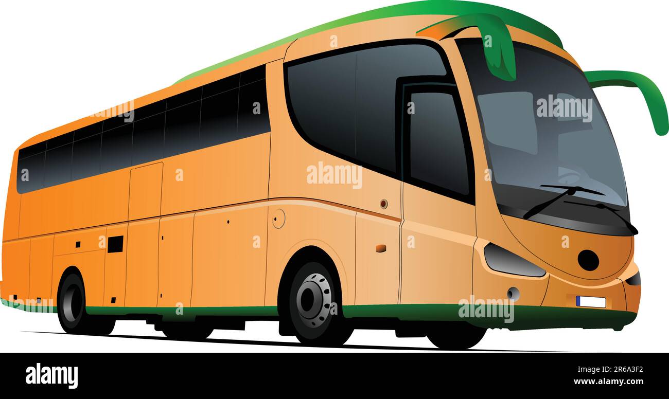 Tourist Bus arancione. Pullman. Illustrazione Vettoriale Illustrazione Vettoriale