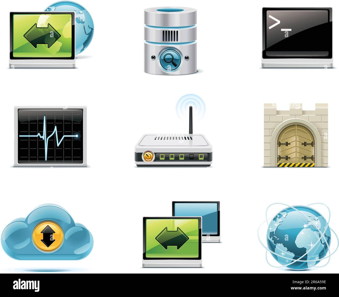 Set di icone di rete del computer Illustrazione Vettoriale