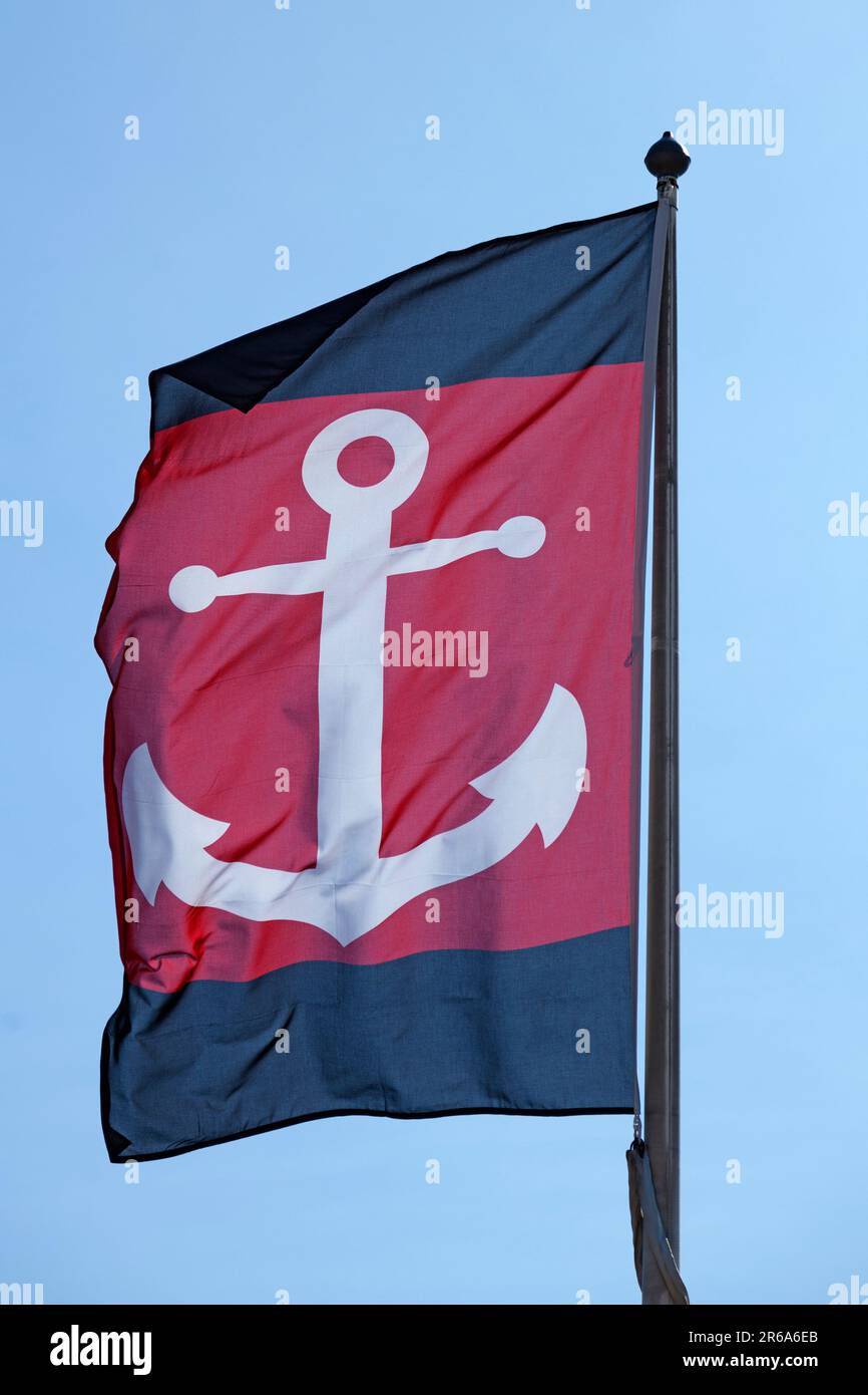 una bandiera con un motivo di ancoraggio Foto Stock