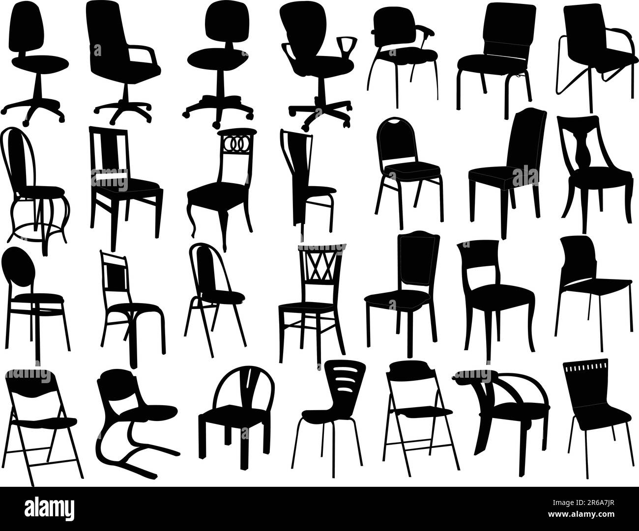 ampia collezione di sedie silhouette - vector Illustrazione Vettoriale