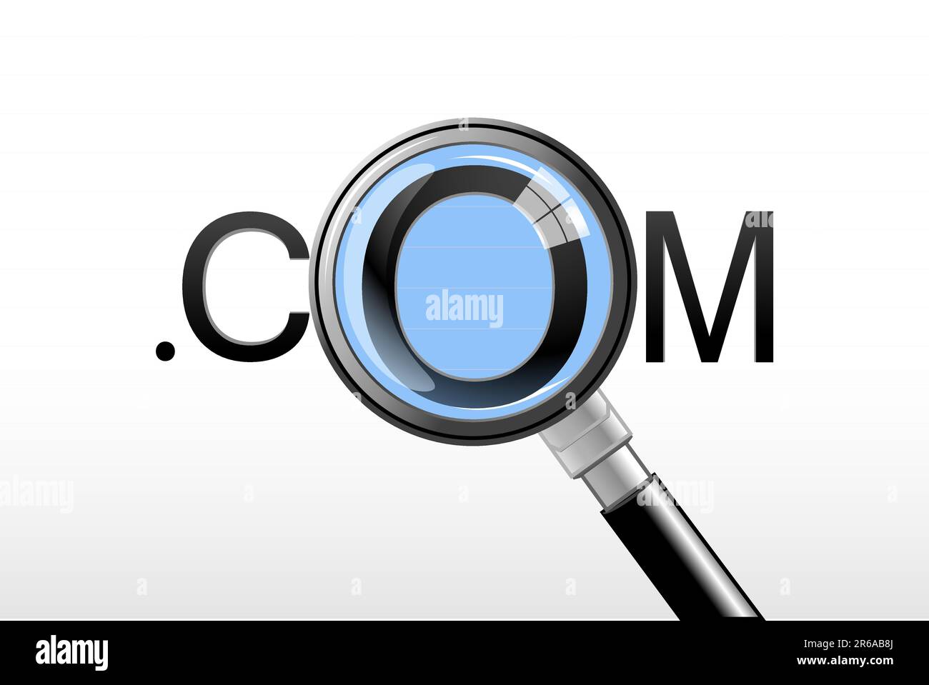 Illustrazione della lente di ingrandimento sul dot com su sfondo bianco Illustrazione Vettoriale Illustrazione della lente di ingrandimento sul dot com su sfondo bianco Illustrazione Vettoriale