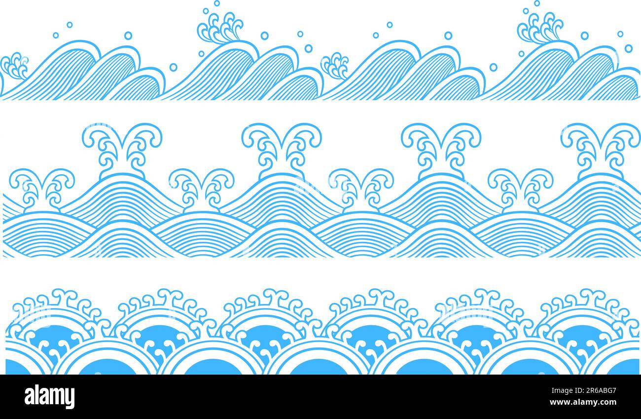 Ripetute delle onde oceaniche design pattern Illustrazione Vettoriale