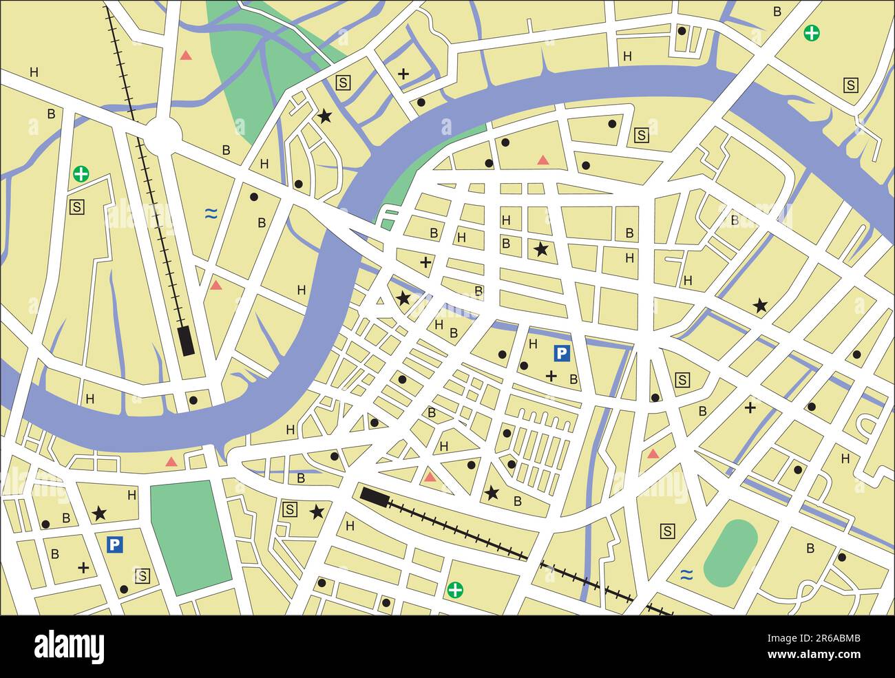 Streetmap vettoriale di una generica città con i nomi di n. Illustrazione Vettoriale