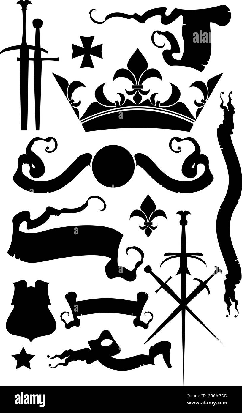 set araldico, questa illustrazione può essere utile come lavoro di progettazione Illustrazione Vettoriale