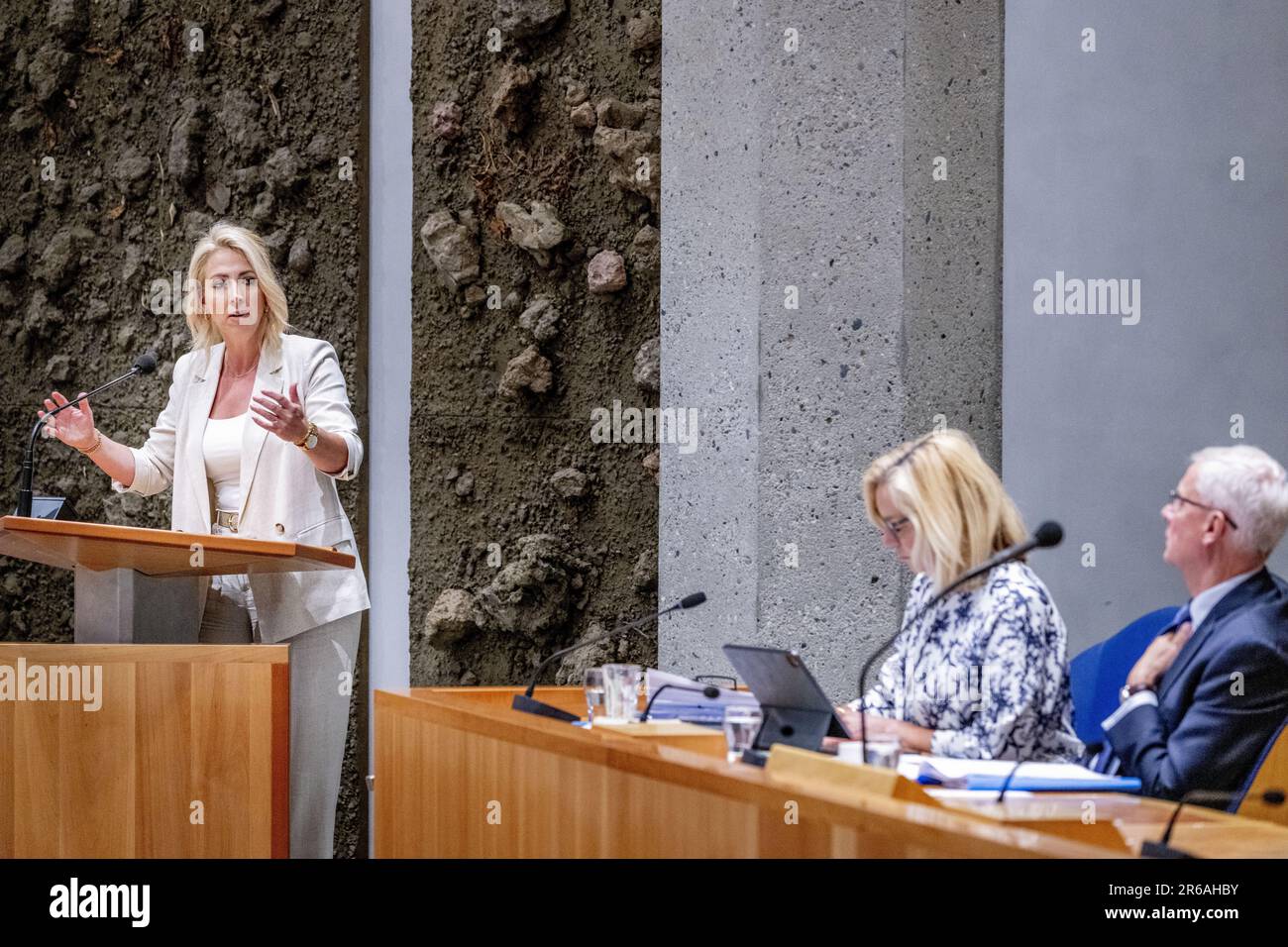L'AIA - Lilian Marijnissen sp nella Camera dei rappresentanti durante un dibattito sul memorandum di primavera. ANP ROBIN UTRECHT olanda fuori - belgio fuori Foto Stock