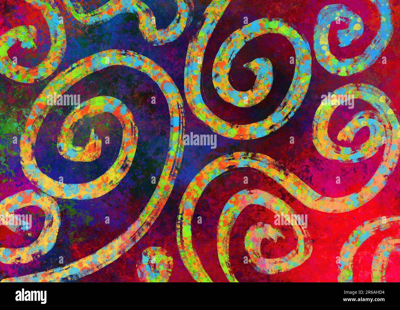 sfondo astratto multicolore, pittura digitale, texture e motivi, decorazione e ornamenti Foto Stock