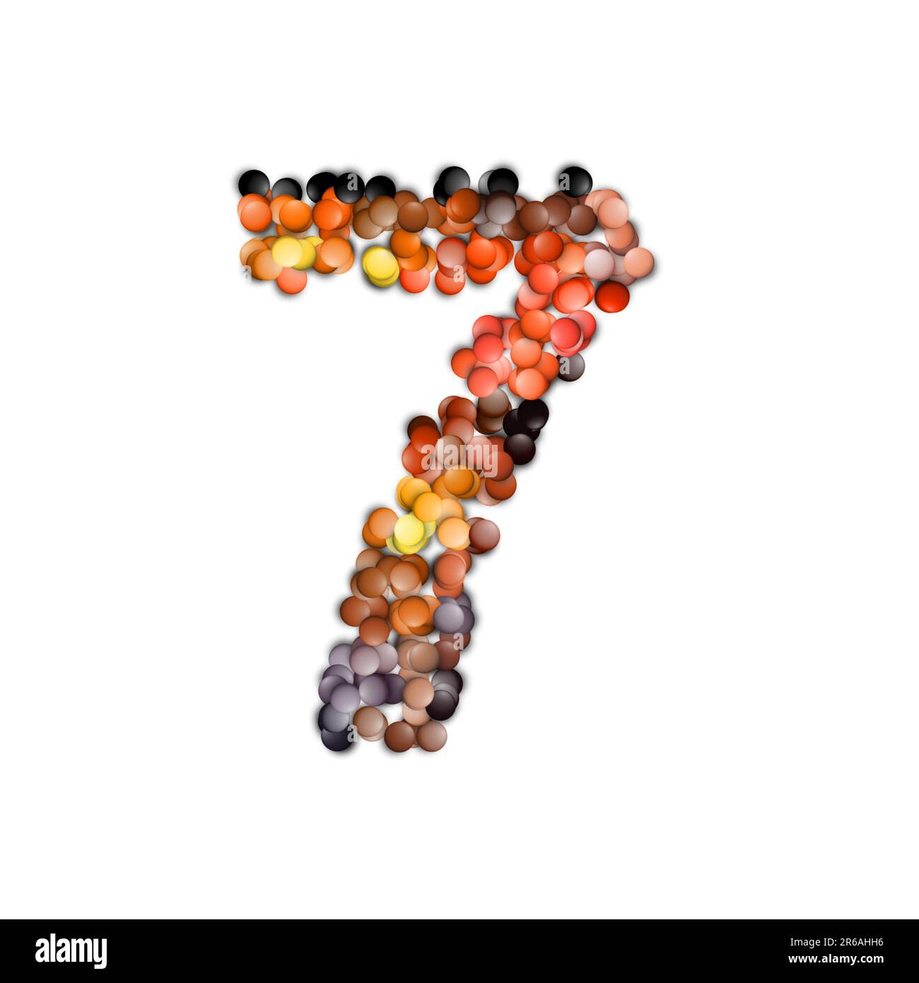 set di numeri composti da granuli multicolori, rendering 3d, numero Foto Stock