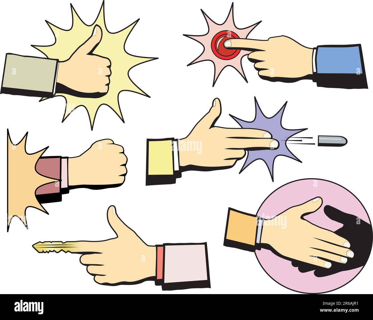 Set di simboli vettoriali dell uomo d affari con le mani in mano Illustrazione Vettoriale