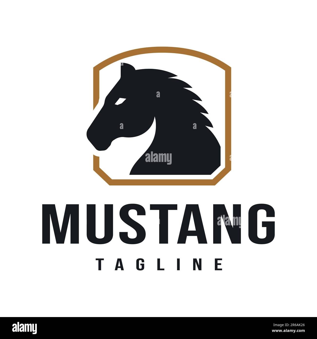 Scudo testa di cavallo silhouette. Modello di design del logo di ispirazione Horse, simbolo Illustrazione Vettoriale