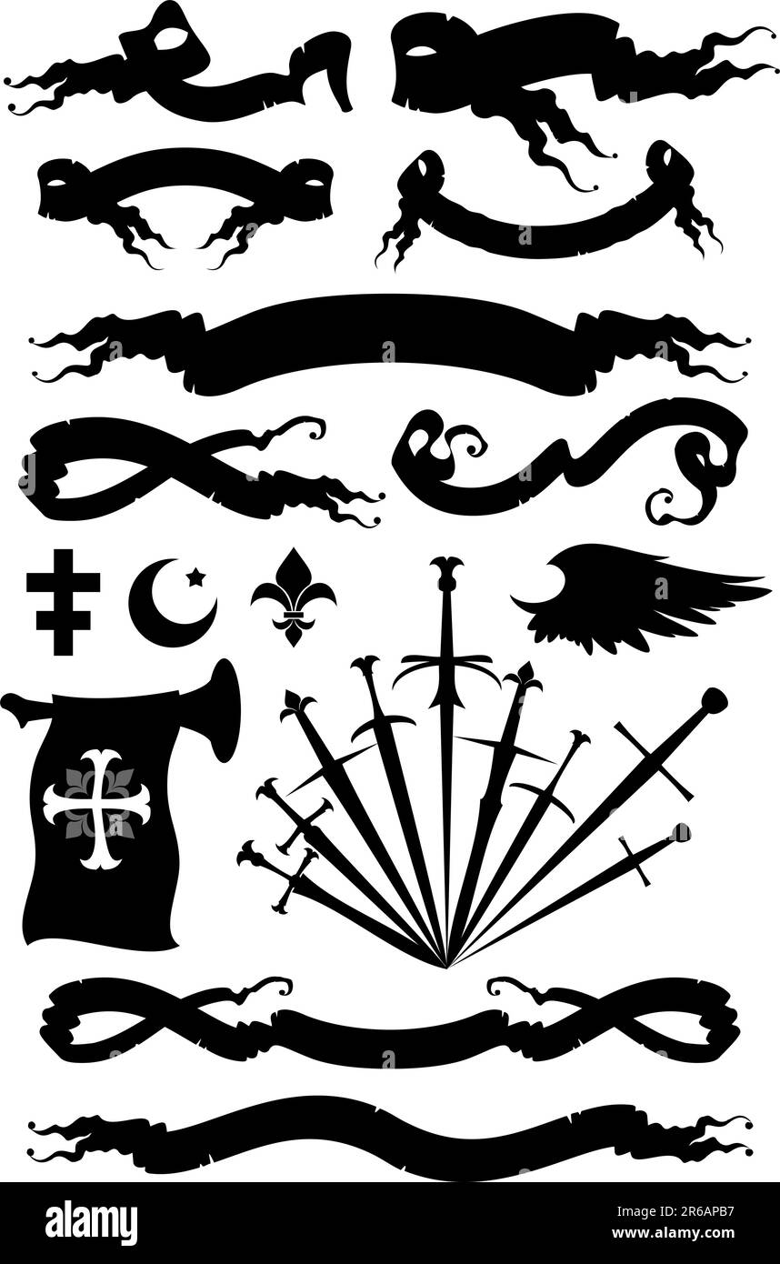set araldico, questa illustrazione può essere utile come lavoro di progettazione Illustrazione Vettoriale