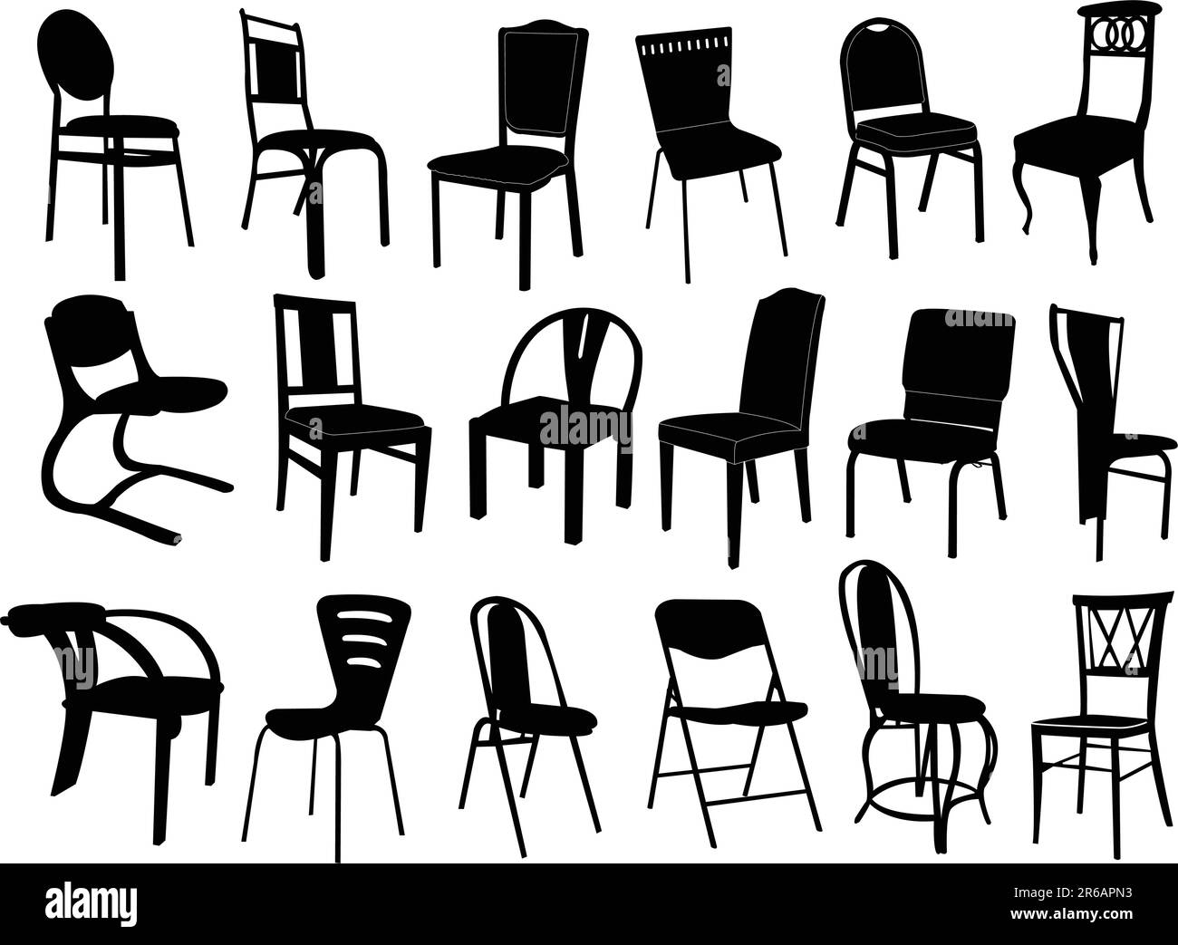 ampia collezione di sagome per sedie - vector Illustrazione Vettoriale
