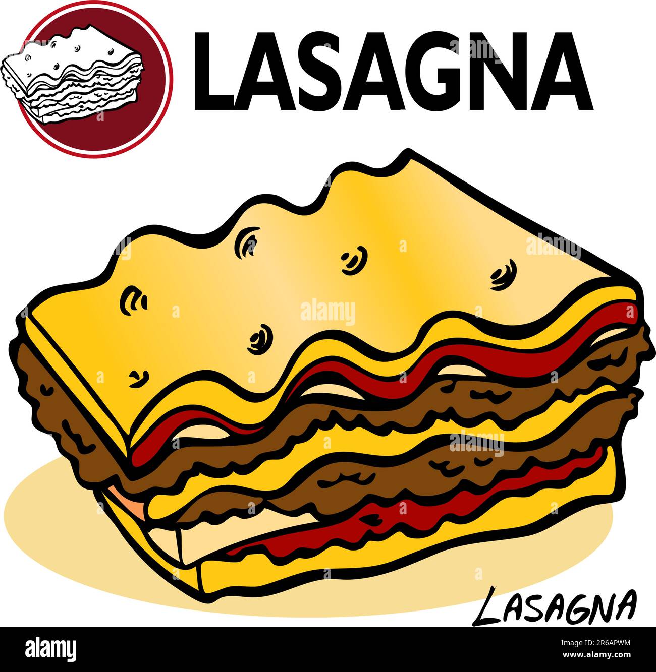 Una immagine di una lasagna Slice. Illustrazione Vettoriale