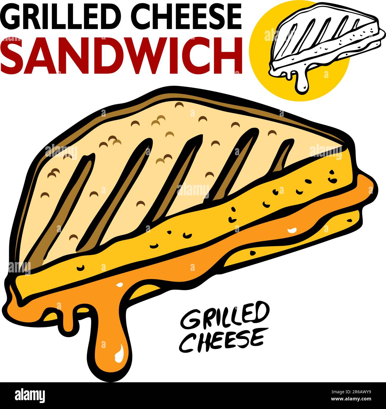Una immagine di un formaggio alla griglia sandwich. Illustrazione Vettoriale