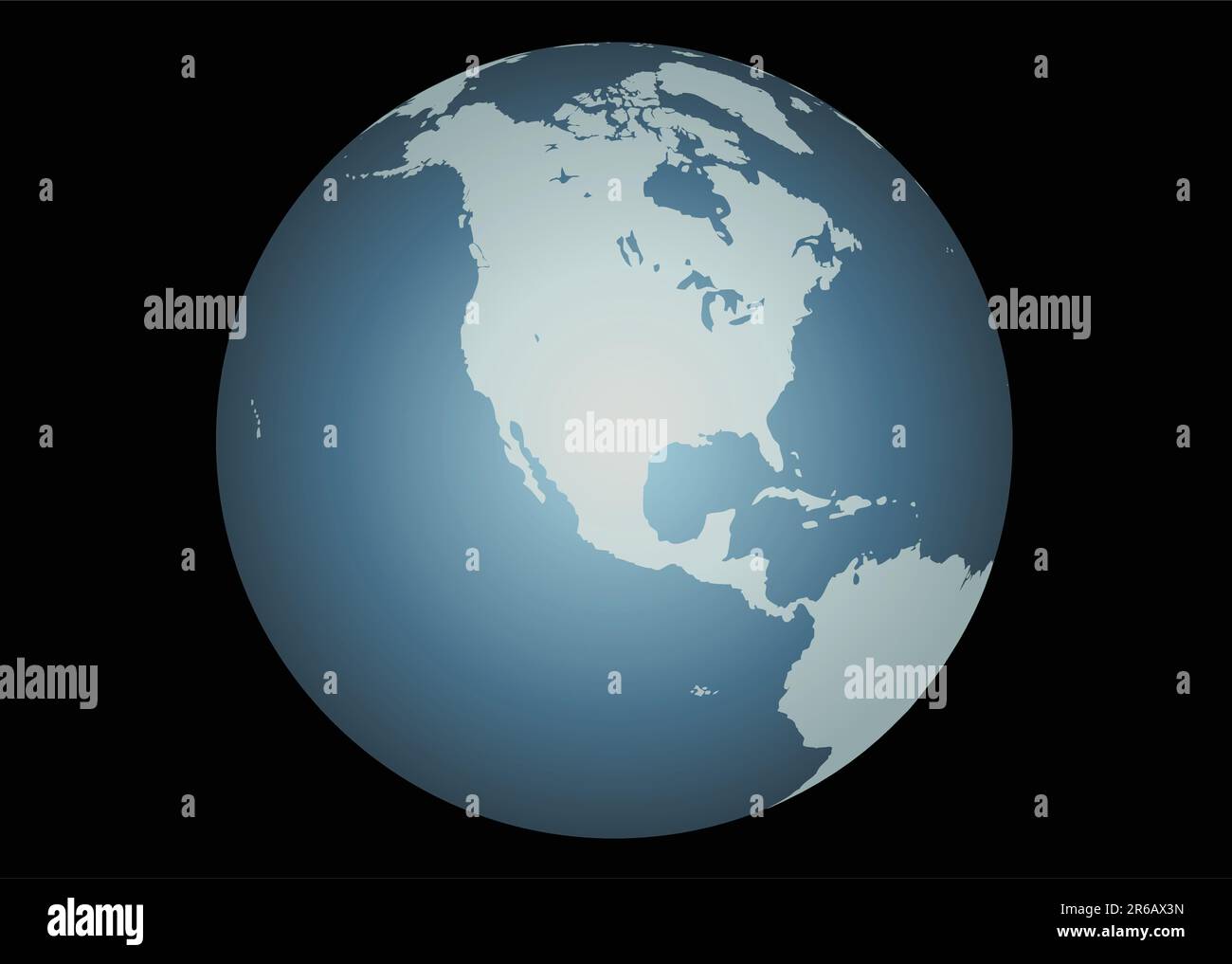 Nord America (vettore). Mappa accurata del Nord America. Mappato su un globo. Include Canada, Stati Uniti, Messico, Hawaii, Aleutine. Include tutte le grandi... Illustrazione Vettoriale
