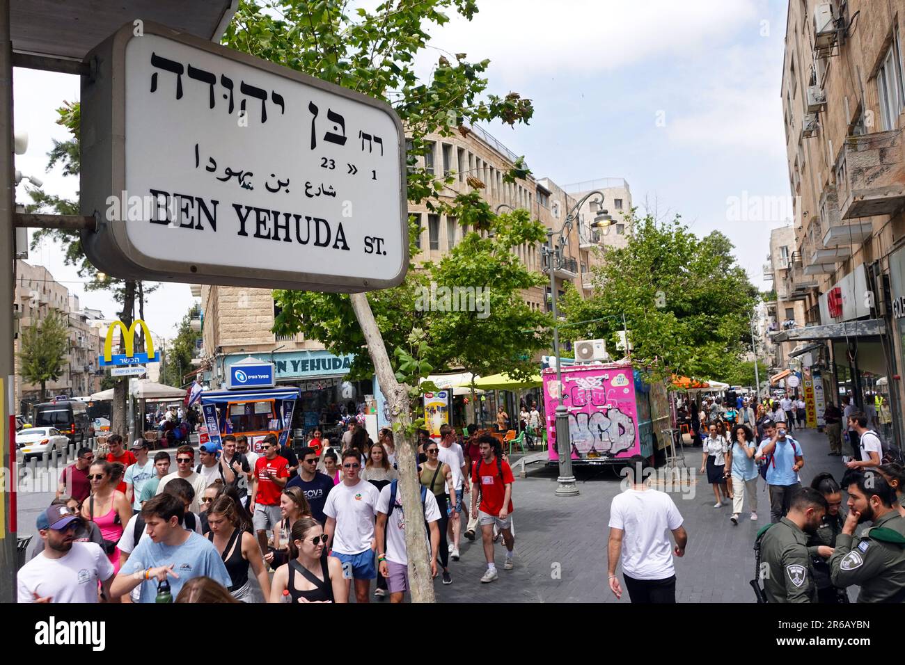 Ben Yehuda Street Roadsign Foto Stock