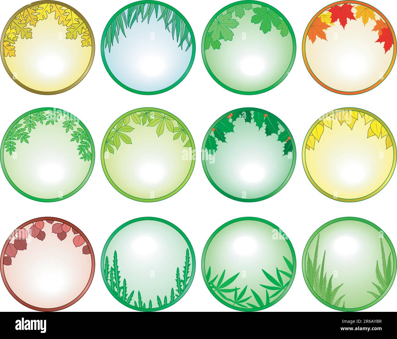 Set di banner vettoriali con frange a foglia Illustrazione Vettoriale