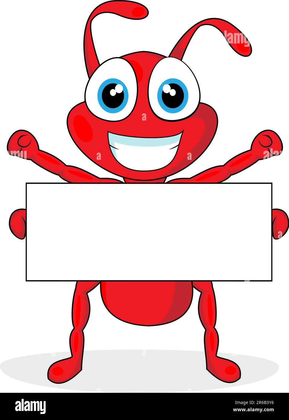 illustrazione vettoriale di una graziosa formica rossa con segno vuoto. Nessun gradiente. Illustrazione Vettoriale