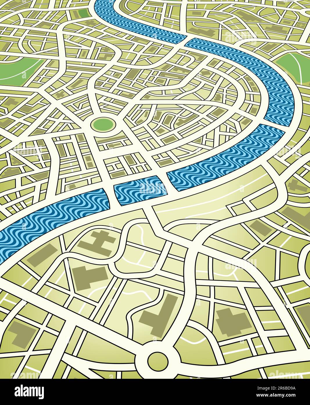 Modificabile illustrazione vettoriale di un anonimo mappa stradale da una prospettiva angolata Illustrazione Vettoriale