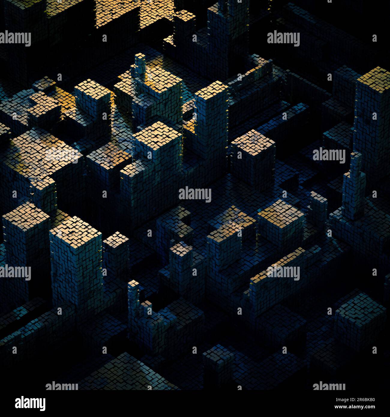 astratto 3d rendering di sfondo con forme geometriche cubiche Foto Stock