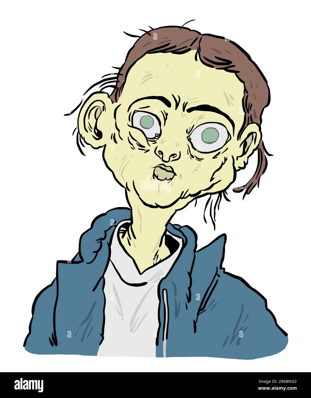 Caricatura di Greta Thunberg , disegno ritratto, illustrazione . Noto come un attivista ambientale adolescente, svedese, disegno ritratto disegnato a mano. Foto Stock