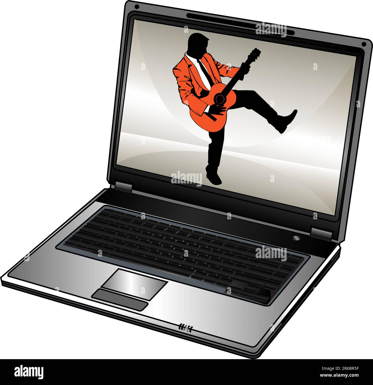 Silhouette vettoriale di uomo d'affari e notebook aperto Illustrazione Vettoriale