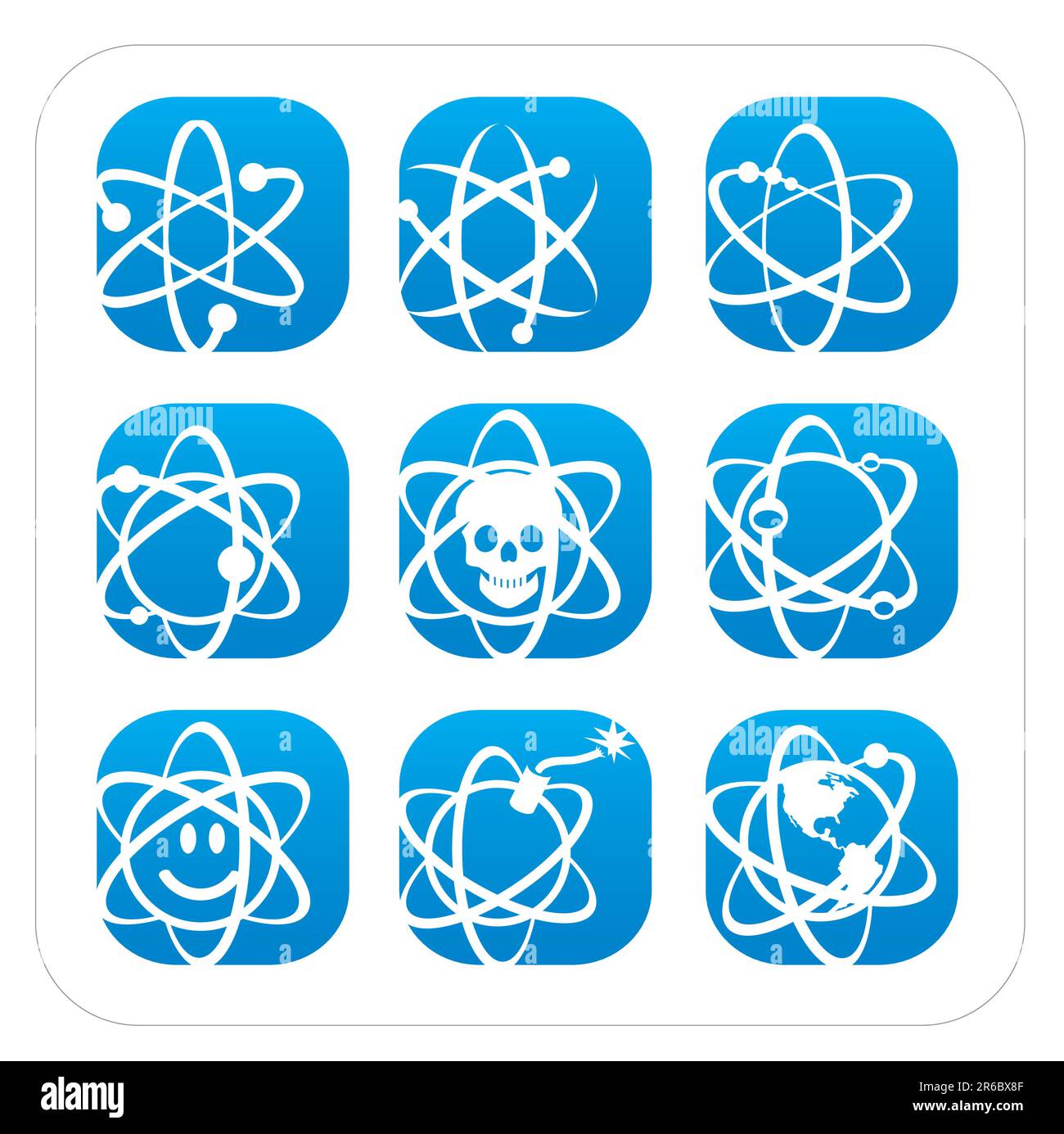 Atomic Icon Collection con vari simboli. File di facile modifica. Illustrazione Vettoriale