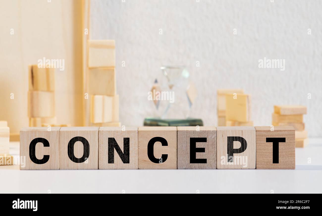 Definire la parola su cubi di legno Foto Stock