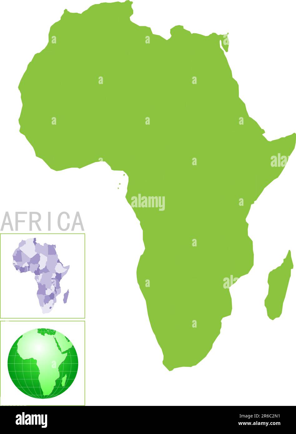 mappa e icona dell'africa su sfondo bianco Illustrazione Vettoriale