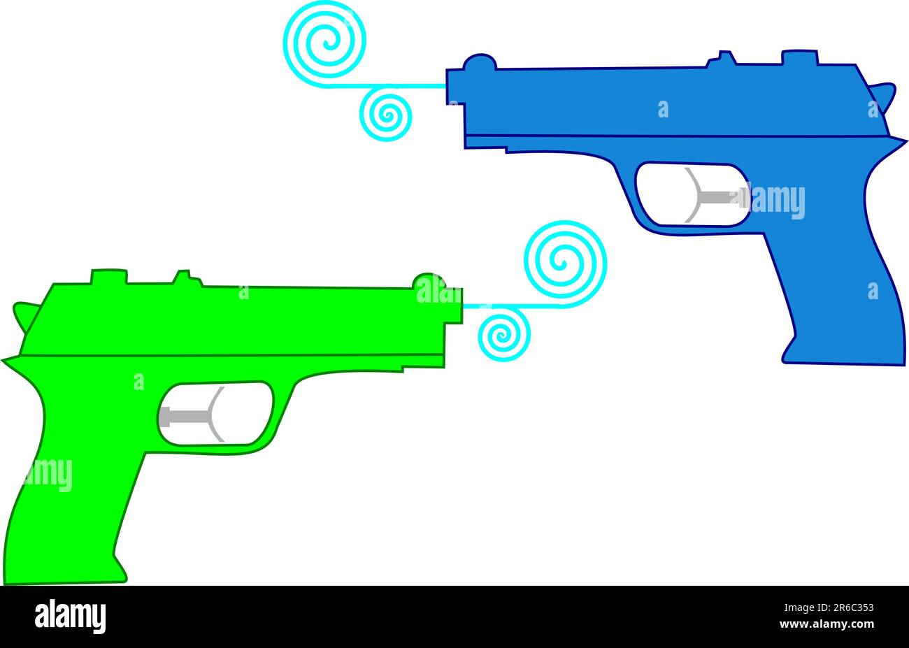 Istolated plastica pistole acqua su bianco Illustrazione Vettoriale