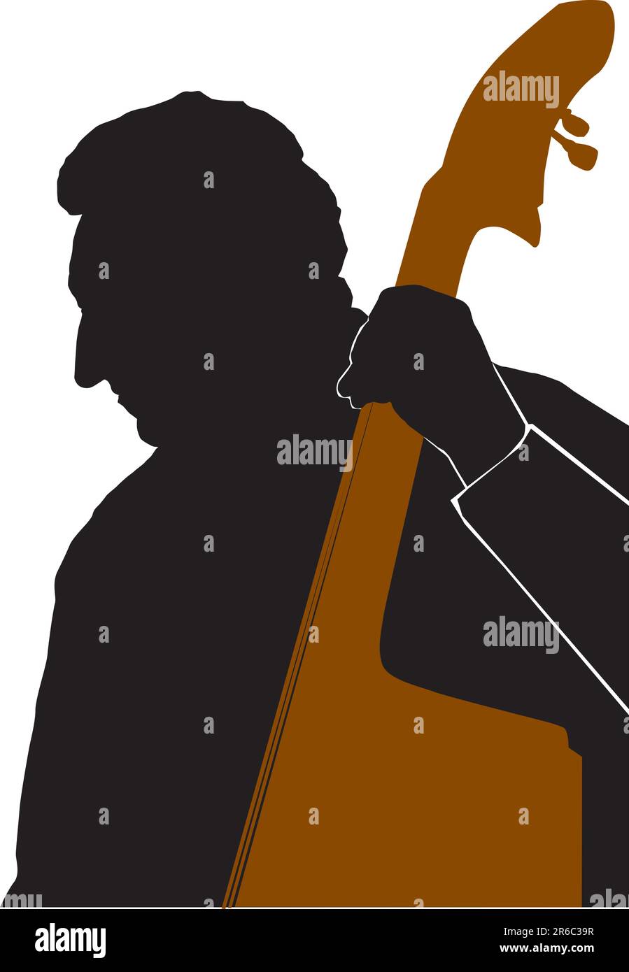 Silhouette di uomo giocando Double Bass o contrabbasso Illustrazione Vettoriale