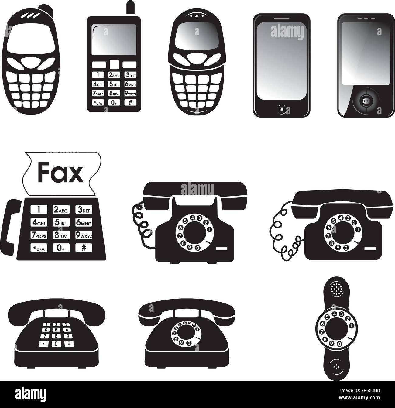 Raccolta di vettore di vecchie e nuove icone del telefono Illustrazione Vettoriale