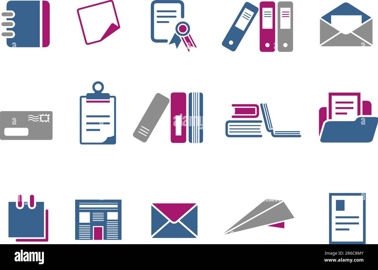 Pacchetto icone vettoriali - serie Blue-Fuchsia, raccolta carta Illustrazione Vettoriale