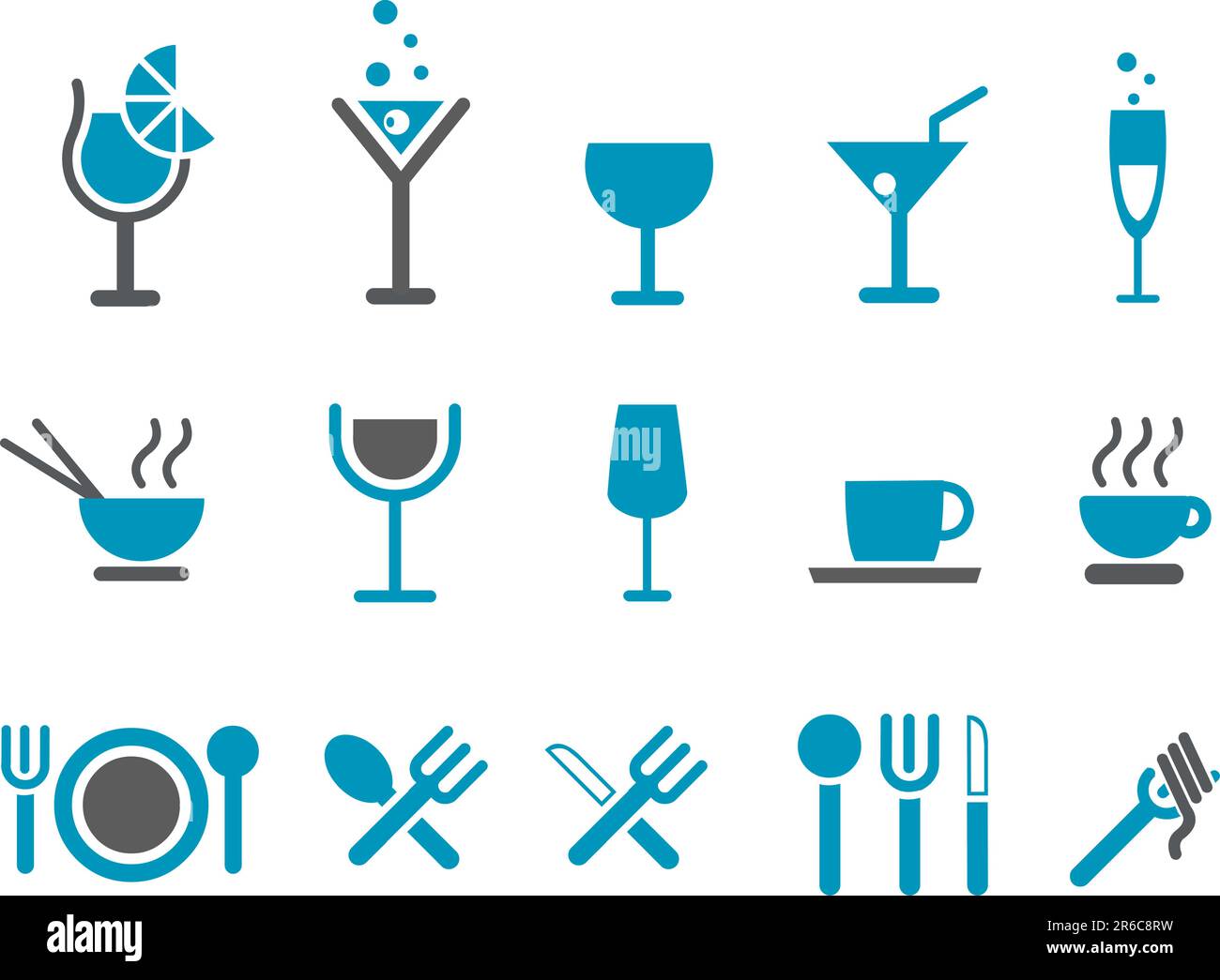Pacchetto icone vettoriali - serie Blue, raccolta alimenti Illustrazione Vettoriale