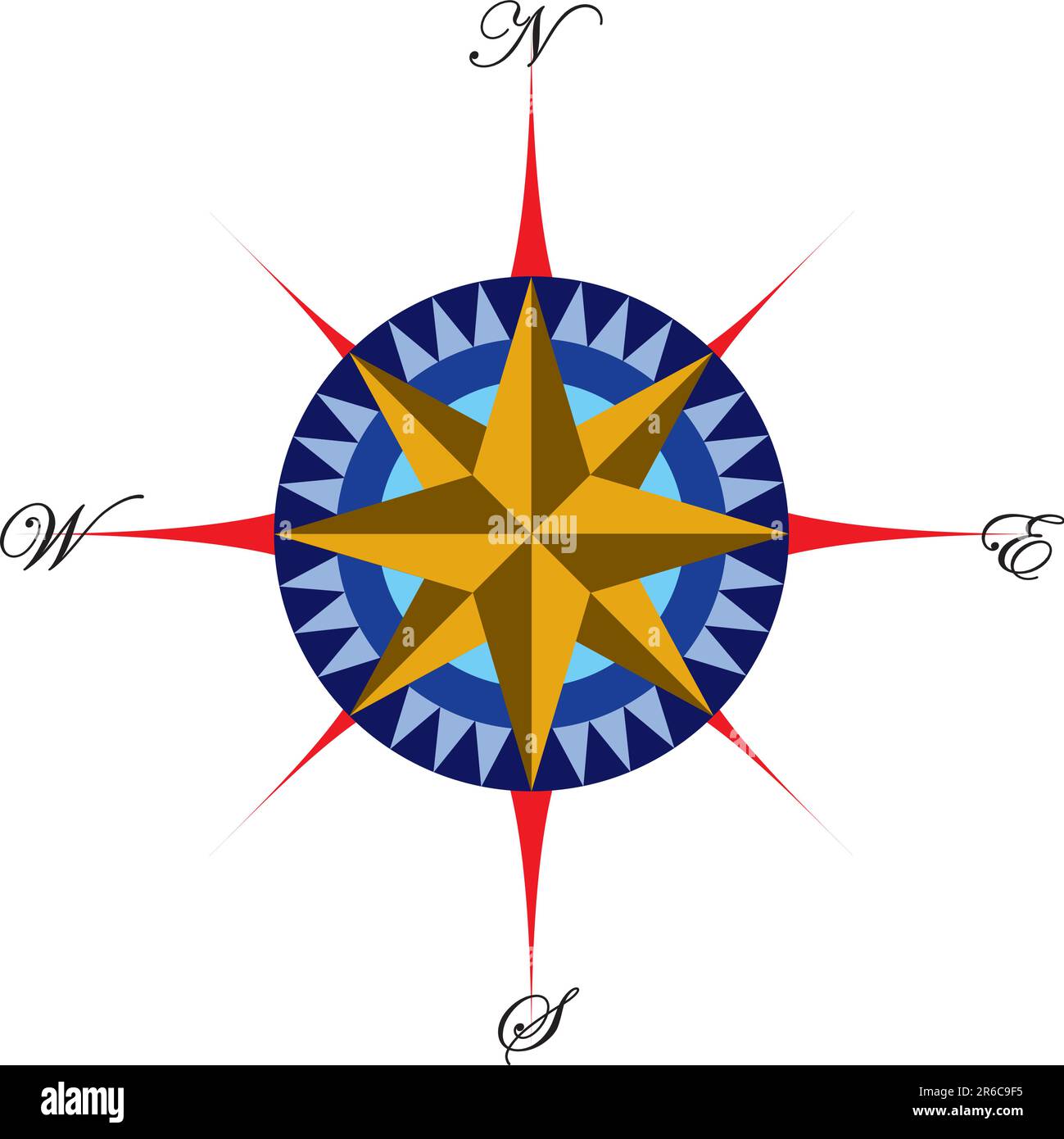 Illustrazione dell'elegante rosa a vento della bussola classica Illustrazione Vettoriale