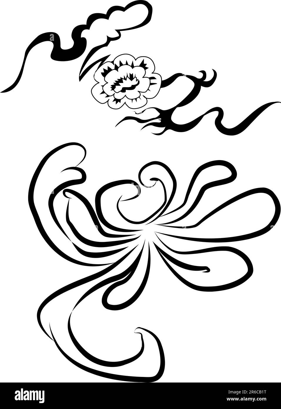 Gli elementi di design sulla base di disegni cinesi circa trecento. Illustrazione Vettoriale