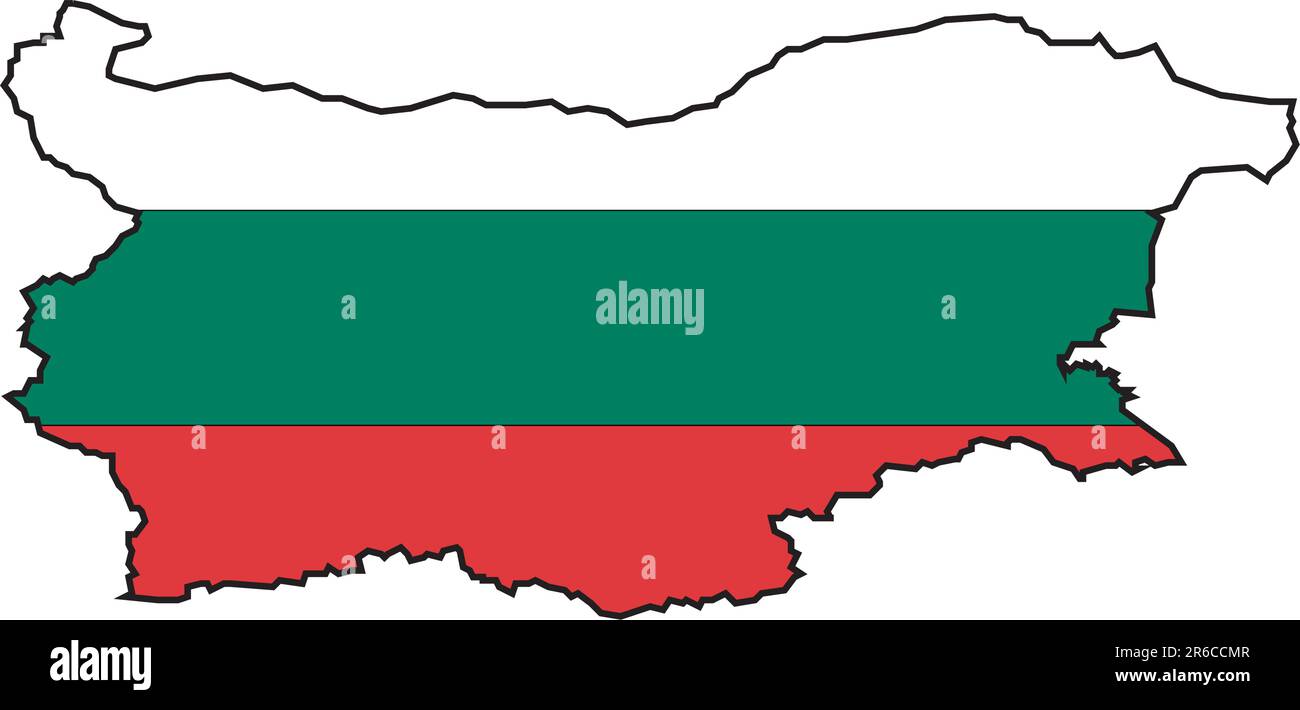 Illustrazione vettore di una mappa e bandiera dalla Bulgaria Illustrazione Vettoriale