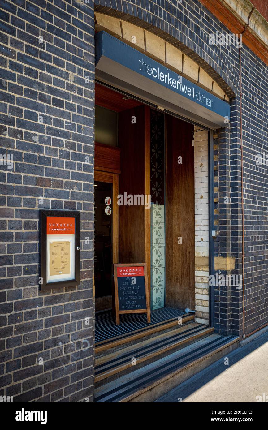 Il ristorante Clerkenwell Kitchen a Clerkenwell Londra. Situato al numero 27-31 di Clerkenwell, vicino a Londra. Foto Stock