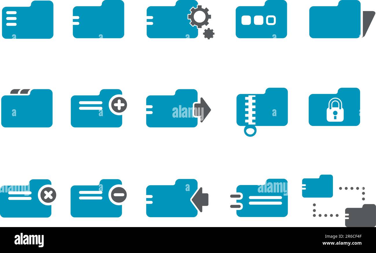 Pacchetto icone vettoriali - serie blu, raccolta cartelle Illustrazione Vettoriale
