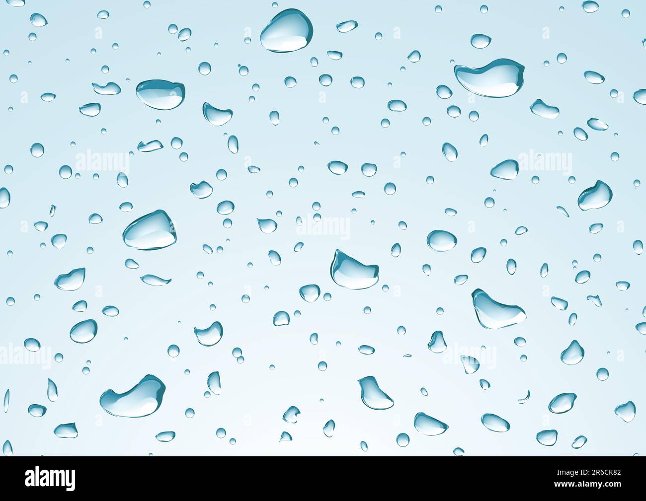 Illustrazione Vettoriale di gocce di acqua su un vetro trasparente Illustrazione Vettoriale