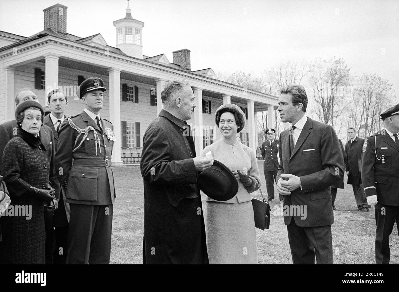La principessa Margaret e Lord Snowdon visitano Mount Vernon, Virginia, Stati Uniti, Warren K. Leffler, Stati Uniti News & World Report Magazine Photograph Collection, 16 novembre 1965 Foto Stock