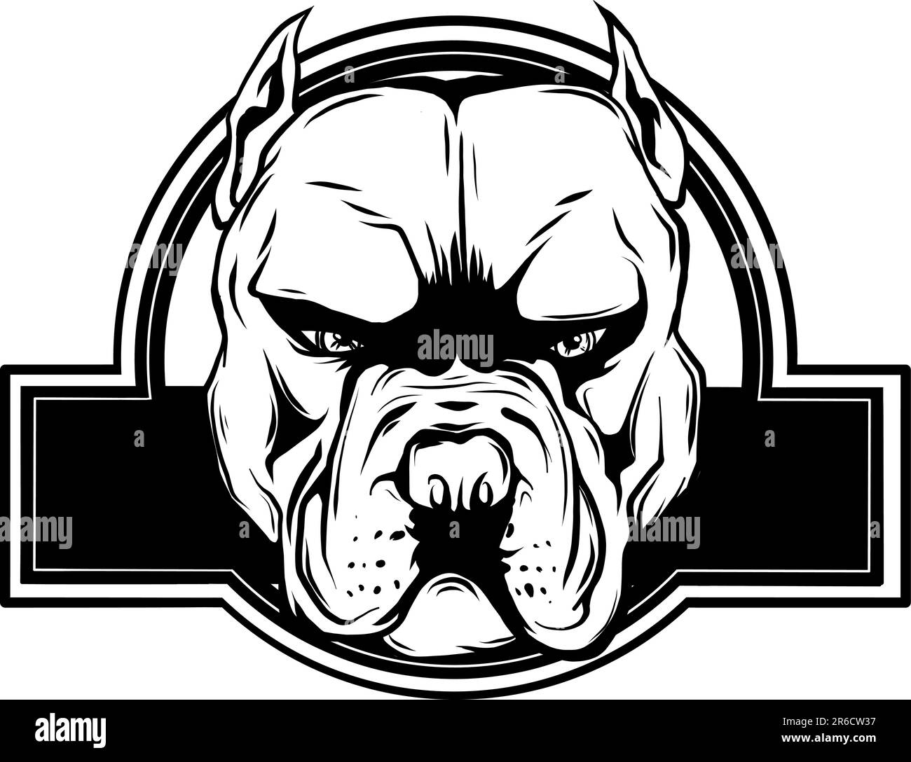 immagine vettoriale con l'icona del logo pit bull monocromatico Illustrazione Vettoriale