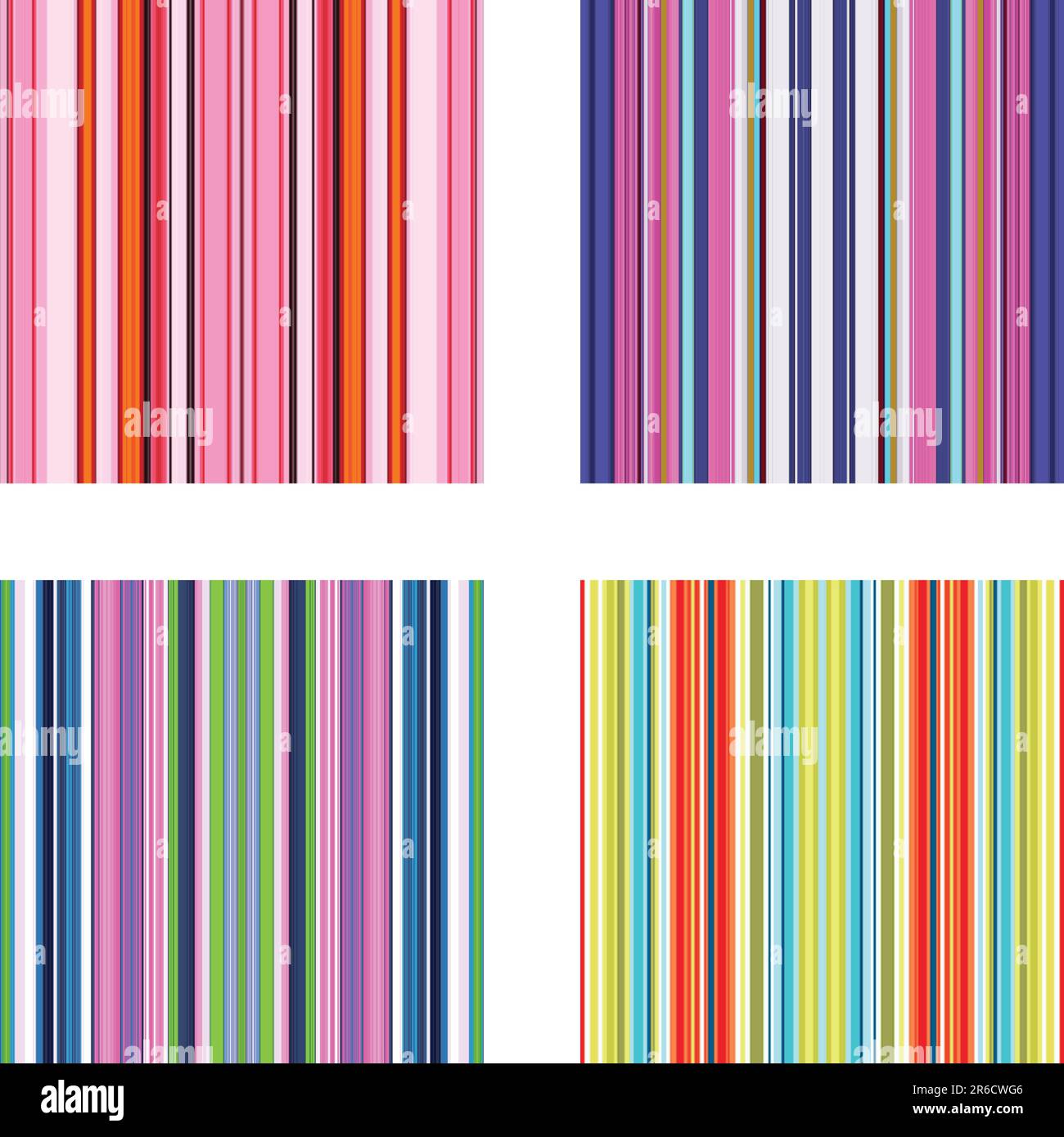 Quattro motivi a strisce vettoriali retrò (senza cuciture) in colori brillanti Illustrazione Vettoriale